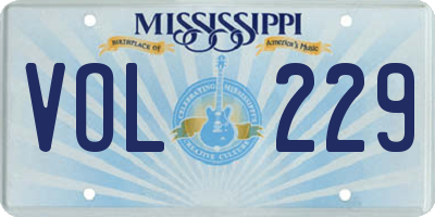 MS license plate VOL229