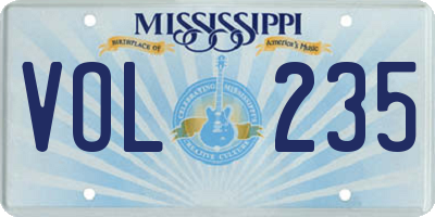 MS license plate VOL235