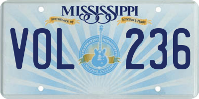 MS license plate VOL236