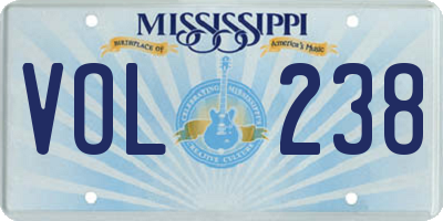 MS license plate VOL238
