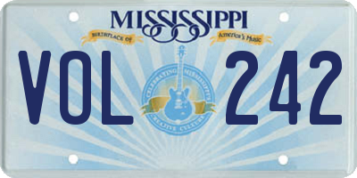 MS license plate VOL242