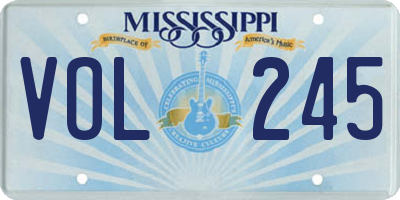 MS license plate VOL245
