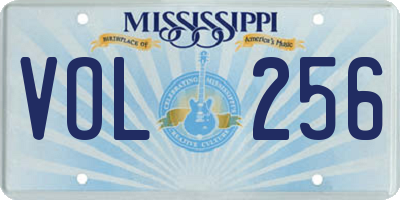MS license plate VOL256