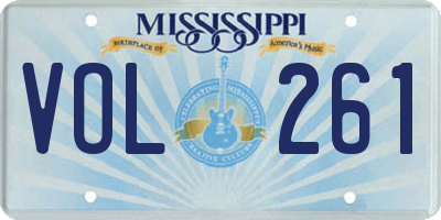 MS license plate VOL261