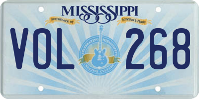 MS license plate VOL268