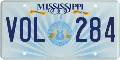 MS license plate VOL284