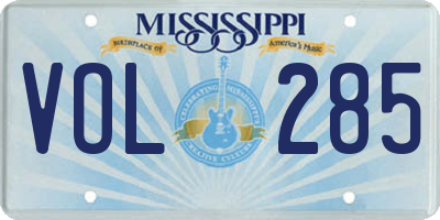 MS license plate VOL285