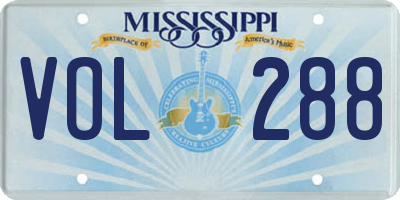 MS license plate VOL288
