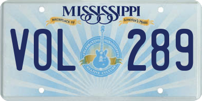MS license plate VOL289