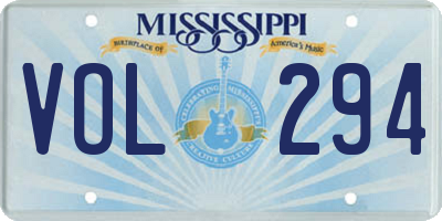 MS license plate VOL294