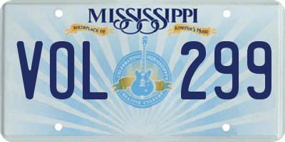 MS license plate VOL299
