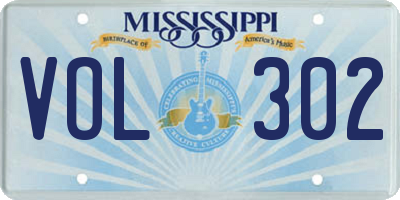MS license plate VOL302