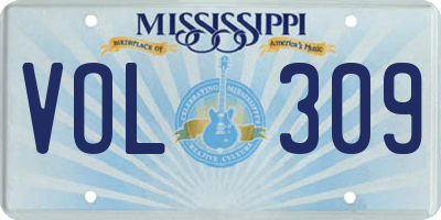 MS license plate VOL309