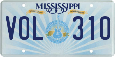 MS license plate VOL310