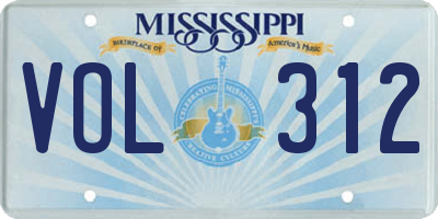 MS license plate VOL312