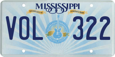 MS license plate VOL322