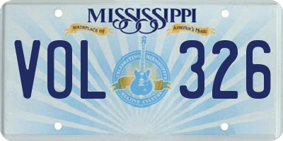MS license plate VOL326