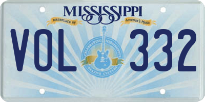 MS license plate VOL332