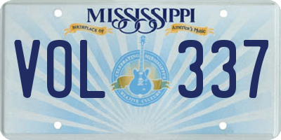 MS license plate VOL337