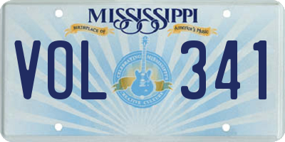 MS license plate VOL341
