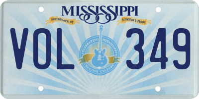 MS license plate VOL349