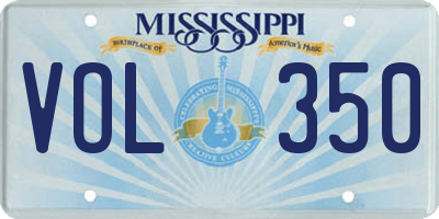 MS license plate VOL350