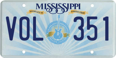 MS license plate VOL351