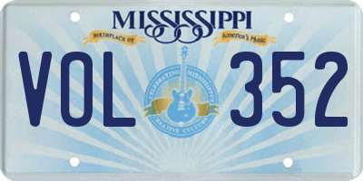MS license plate VOL352