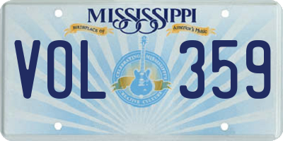 MS license plate VOL359