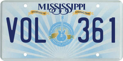 MS license plate VOL361