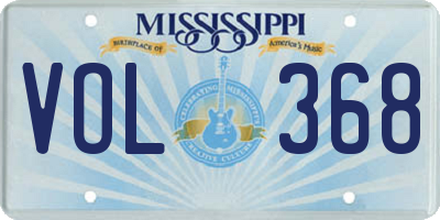 MS license plate VOL368