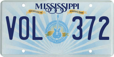 MS license plate VOL372