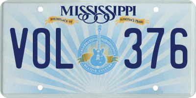 MS license plate VOL376