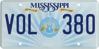 MS license plate VOL380