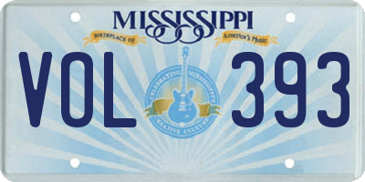 MS license plate VOL393