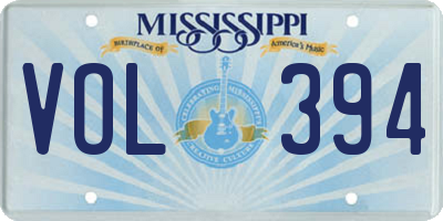 MS license plate VOL394