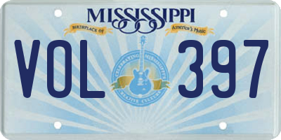 MS license plate VOL397