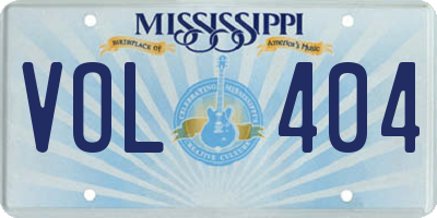 MS license plate VOL404