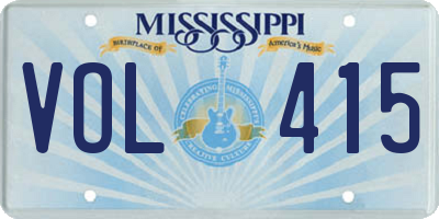 MS license plate VOL415