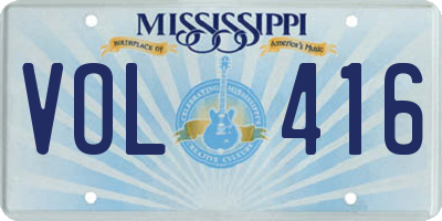 MS license plate VOL416