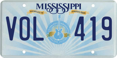 MS license plate VOL419