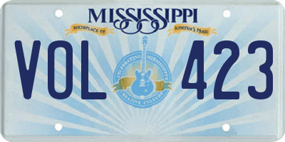 MS license plate VOL423