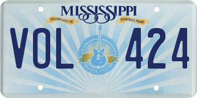 MS license plate VOL424