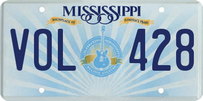 MS license plate VOL428