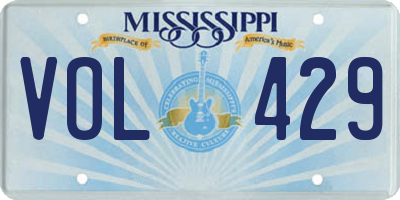 MS license plate VOL429
