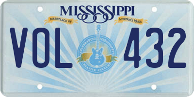 MS license plate VOL432
