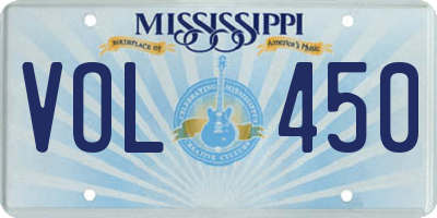 MS license plate VOL450
