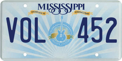 MS license plate VOL452