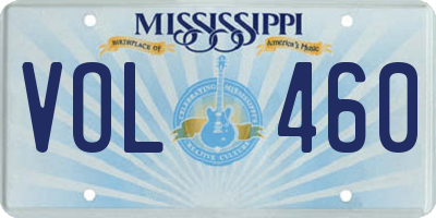 MS license plate VOL460
