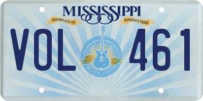 MS license plate VOL461